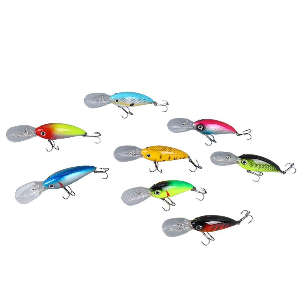 8PCS with Hook Crank Bait ABS Bass Fishing Lures Lifelike Swimbaits Lures  Saltwater Fishing