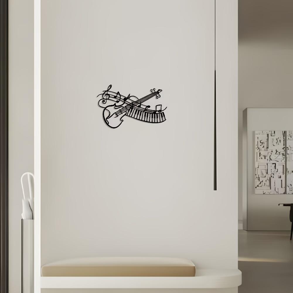 2D Flache Metall Wandkunst Klavier Noten Dekor, 1 Stück Minimalistisches Design für Büro Wohnzimmer Schlafzimmer Terrasse Küche Innenhof Geschäft Lobby Hängend