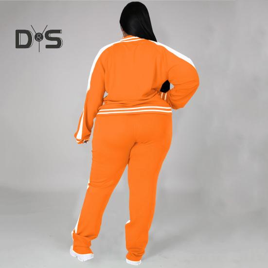 2-teiliges Jogginganzug-Set für Damen in Übergröße, mit Reißverschluss, langärmelig, Trainingsanzug mit Hose, lockere Passform, Sport-Outfit für Jogger