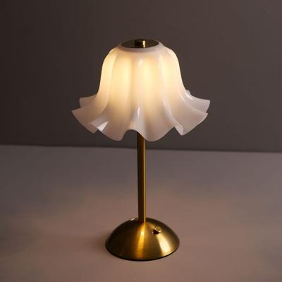 Modern Minimalist Flower Shape Table Lamp USB Rechargeable 3 Color Dimmable LED Night Light for Bedroom Bedside Home Decor