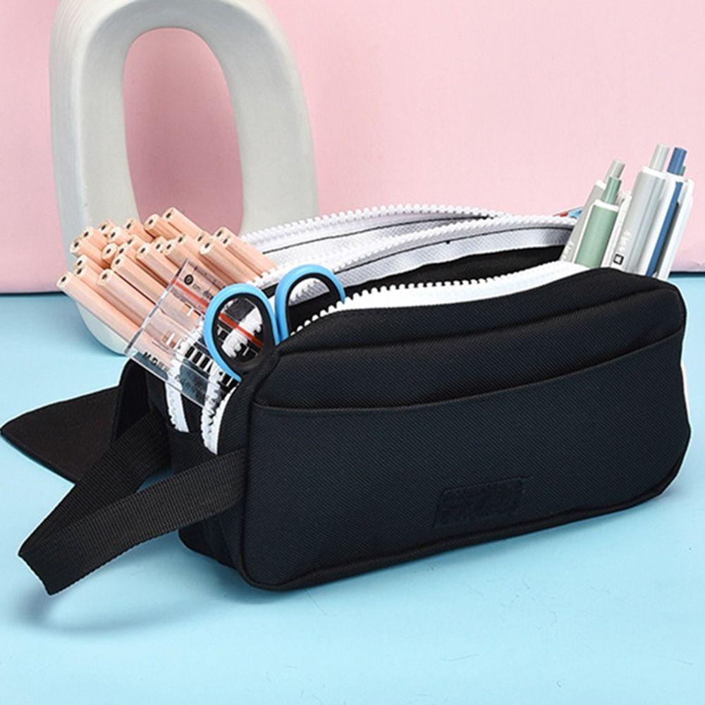 

Large Capacity Portable Pen Pouch Double Layer Pen Bag High Quality Pencil Case Gifts чёрный