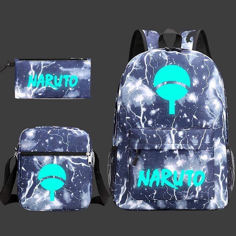 Large Capacity Schoolbag with Shoulder Strap; Student Three-piece Pencil Case Set