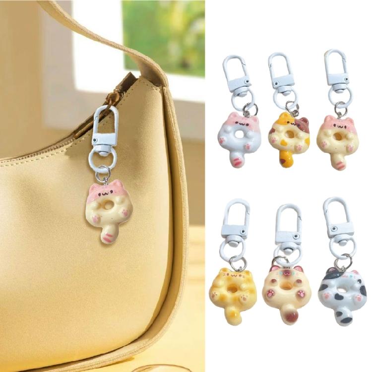 6Pieces Cats Phone Chain Fashion Bag Accessory Stylish Cats Phone Pendant Resin Texture Suitable for Unique Home Decors