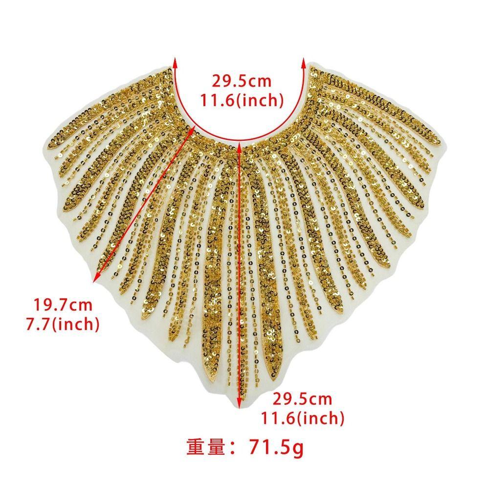Fashion Polyester Beaded Applique Sew On DIY Neckline Patch Shining Lace Tassel Collar Appliques Apparel Decoration