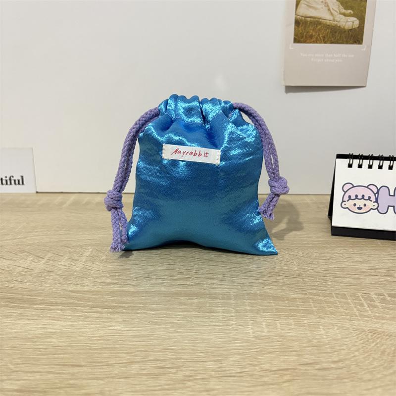 

Pearlescent Pleated Satin Drawstring Bags Jewelry Dust-proof Bag Large Capacity Travel Organizer Toiletry Bag Candy Gift Bag