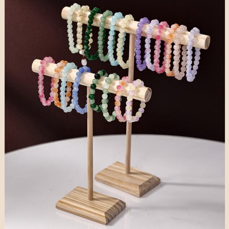 Handmade Jewelry Organiser for Bracelets and Bangles Elegant Necklace and Hair Band Display Stand with Wooden Base