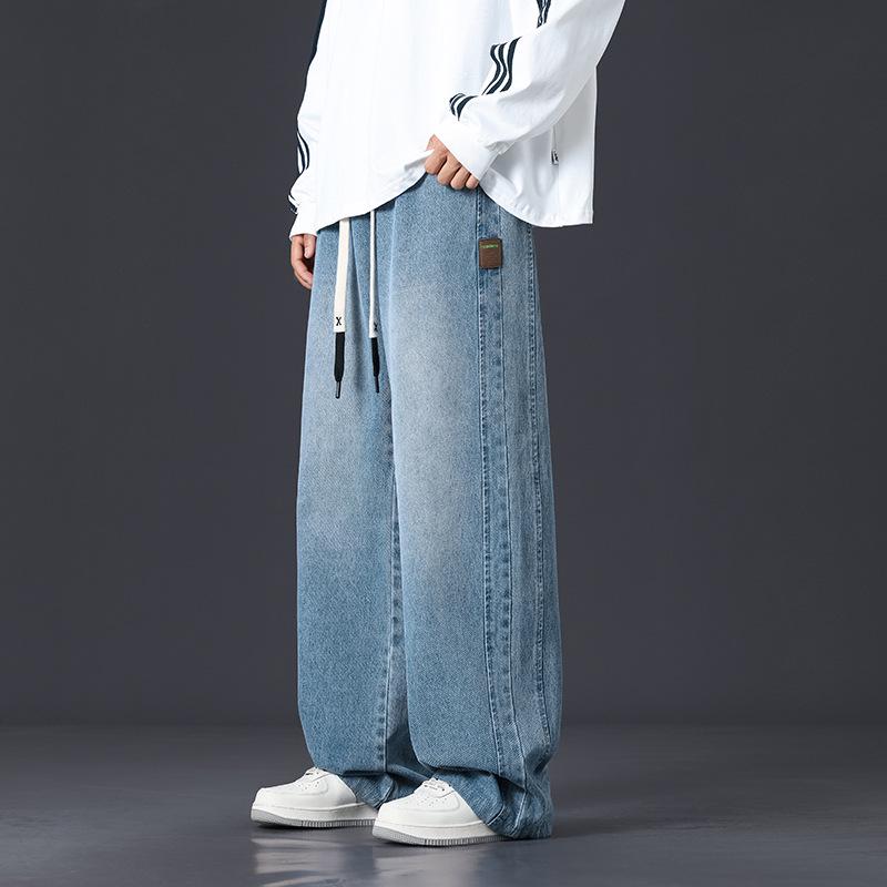 Fleece-Lined Thickened Plus Size Men's Loose Wide-Leg Jeans - Trendy Brand Straight Leg Long Pants for Men and Women