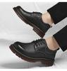Low Top Platform Big Head Work Shoes for Men Solid Color Fashion Casual Leather Shoes Male British Fashion Retro Dress Shoe Man