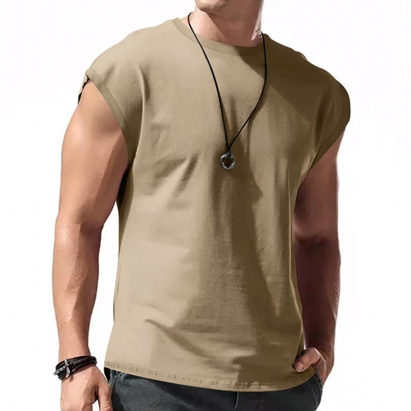 Summer Loose Solid Color Sleeveless Vest Youth Men's T-shirts