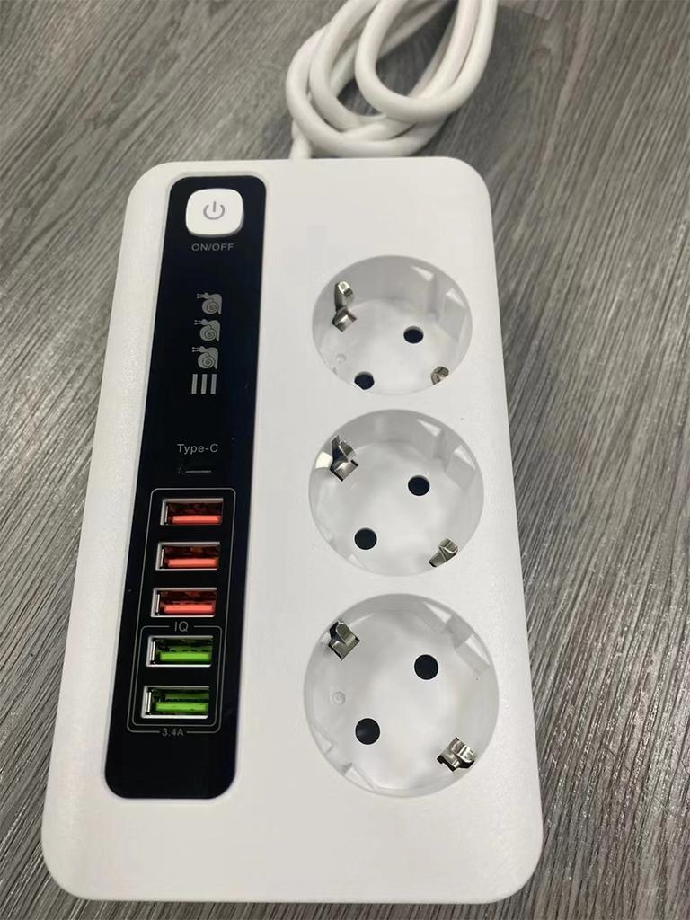 Power Strip EU AC Outlet Socket Multiprise Smart Home Extension Electrical Adapter 3-position TYPE-C USB Charging