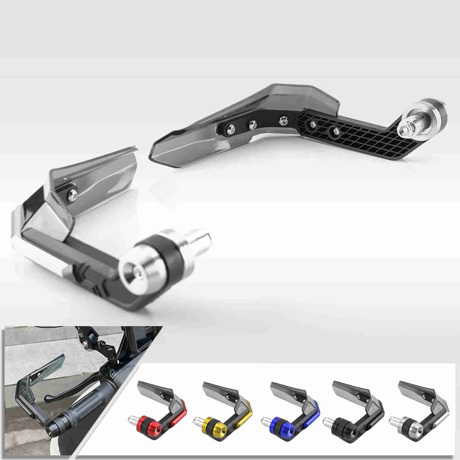 

Motorcycle Handguards, Anodized Motorbike Handguards Wind Protector Universal for 7 8 Handlebar, 1 Pair серебряный