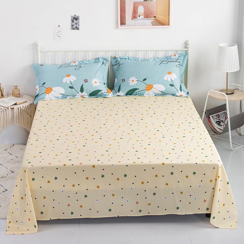100% Cotton Country Floral Flat Sheet 3 Pieces Tulip Bed Sheet Set Soft Botanical Flower Blossoms Bed Cover with 2 Pillow Cases