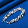 925 Sterling Silver 8-inch Exquisite Square Chain Bracelet, Fashionable Men's and Women's Hip-hop Party Accessories, Jewelry