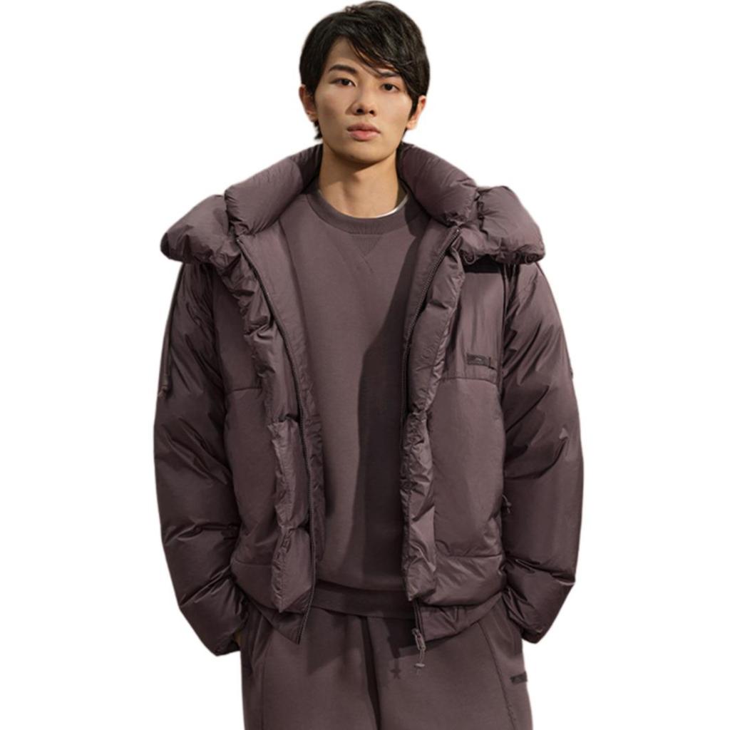 Li Ning X Jackie Chan Collaboration Kung Fu Series Hooded Zipper Solid Color Loose Down Jacket Men Outerwear AYMV303-5