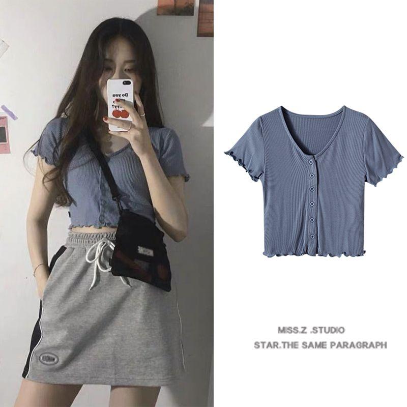 

Jin Zhini Same Ins Blogger Cardigan Short Sleeve T-shirt Picture Color M