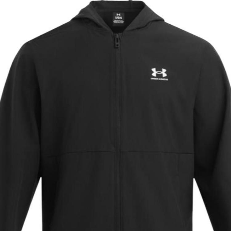 Under Armour UA Vibe Windbreaker Woven Training Solid Color Hooded Long Sleeve Jacket Men Jackets Black 1386555-001
