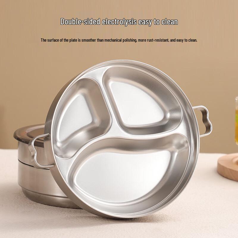 Shengjia 304 Stainless Steel Double-Layer Insulated Round Meal Plate