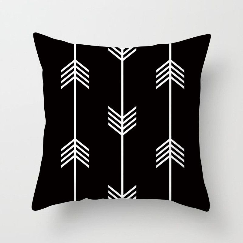 Geometric Cushion Cover Throw Pillow Case Dotted Grid Triangular Art White Black