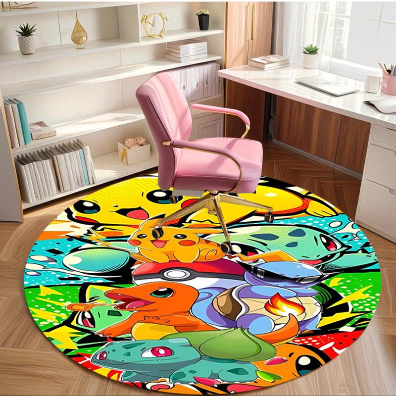 Pokemon Print Round Rug, Washable Floor Carpet, For Entryway Dorm Laundry Room Office Study, Home Decor Birthday Christmas Gift