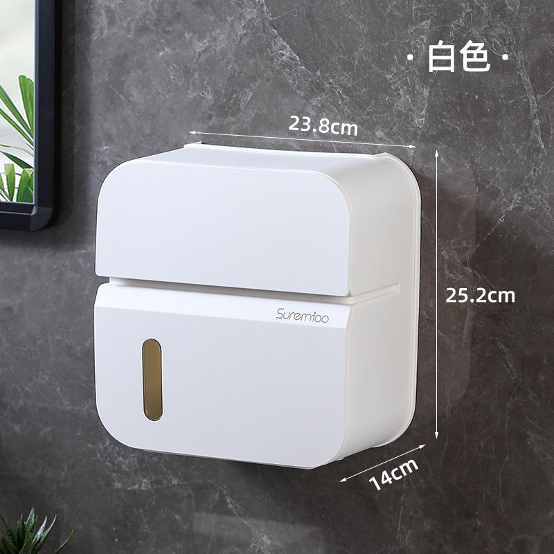 

Paper towel box double layer waterproof toilet shelf wall mounted roll paper drawer white toilet paper holder paper towel holder