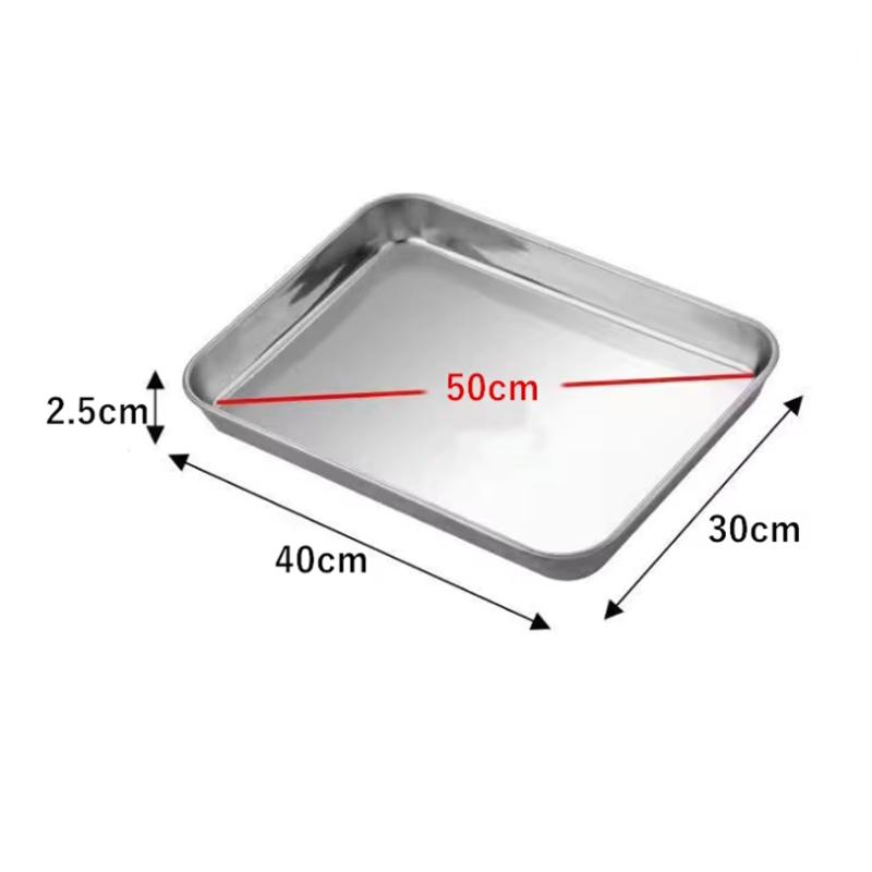 Stainless Steel Food Fruit Storage Trays Rectangle Cake Bread Dish Steamed Sausage Barbecue Pan Restaurant Kitchen Baking Plates