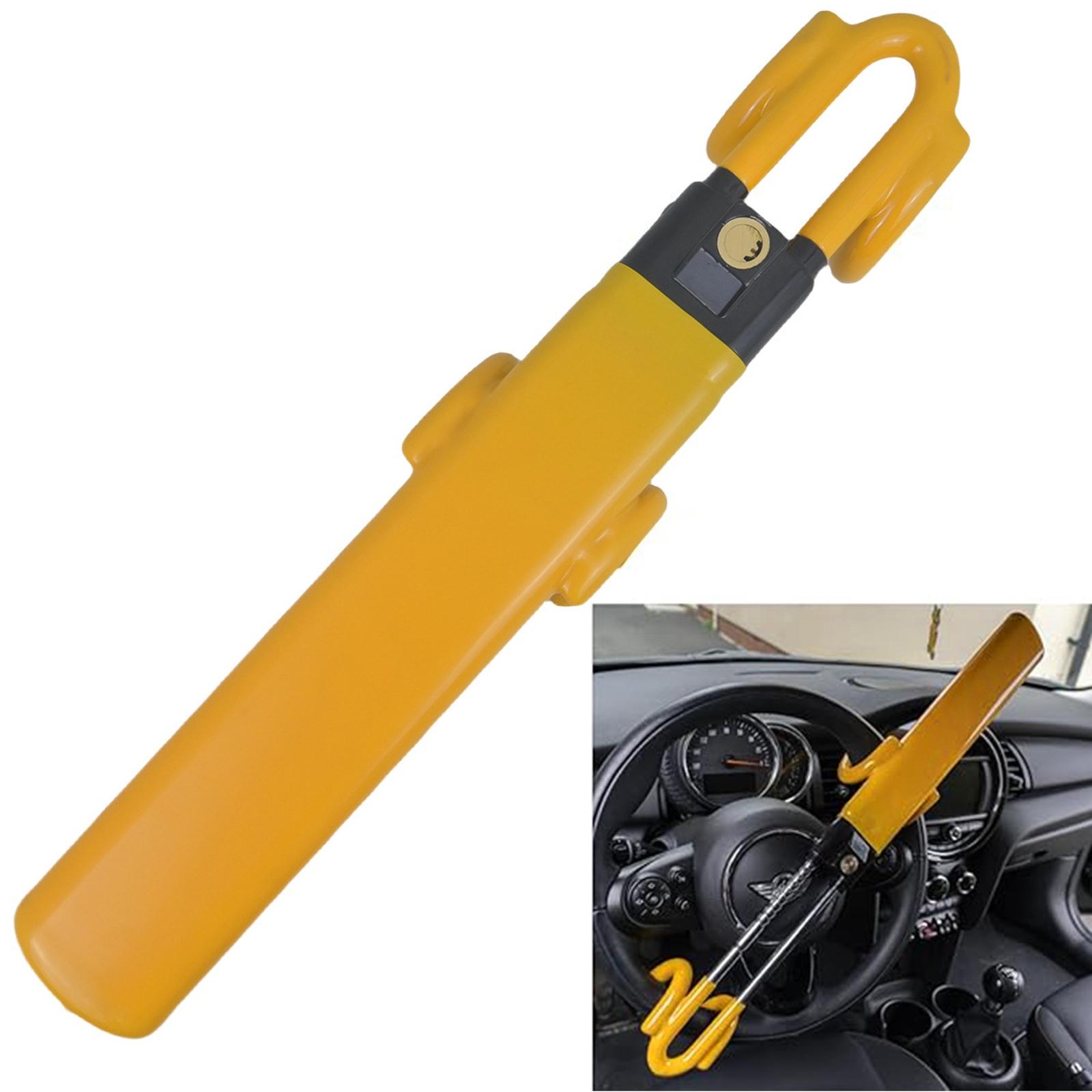 Steering Wheel Lock -Theft Device Wheel Lock Retractable Double Hooks Car Lock with 2 Keys for Car Security One Size