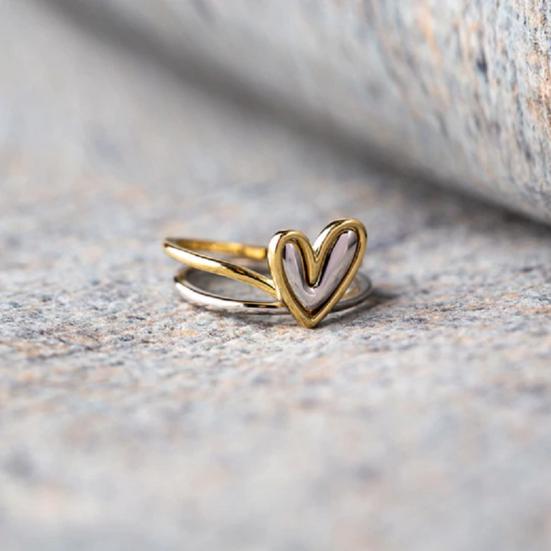 1 Set Women Ring with Greeting Card Irregular Personality Mother's Day Gift Hollow Love
