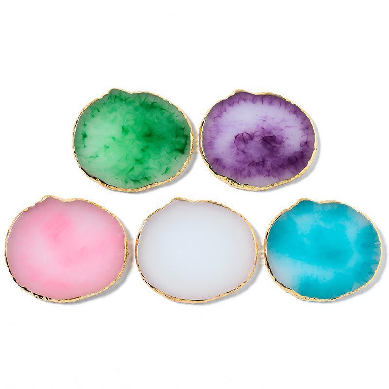 Nagelkunstpalette Falsche Nagelspitzen Farbmischpalette Zeichenpalette Gelpolitur Ausstellungsregal Runder Harz-Achatstein Maniküre-Werkzeug