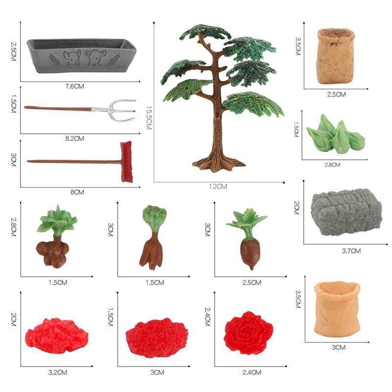 Simulation Baumstruktur Stapel Bauernhofwerkzeuge Gemüse Obst Karren Modell Ornament Für Pädagogisches Spiel Und Kreative Dekoration