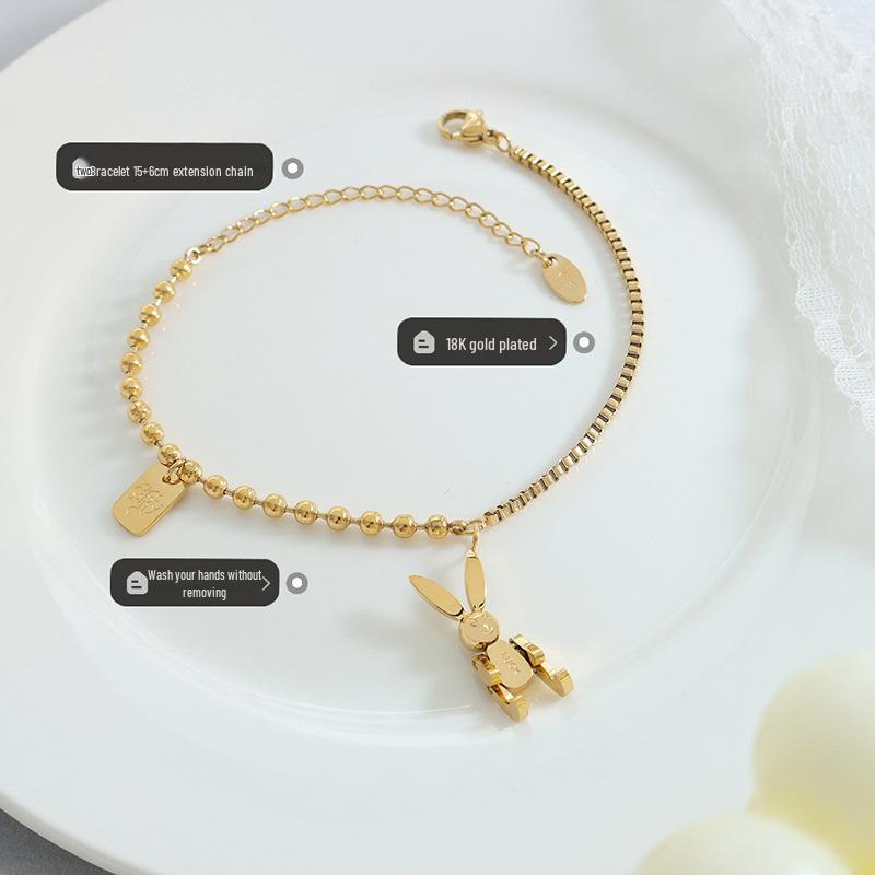 European Punk Mechanical Rabbit Pendant Box Chain Bracelet