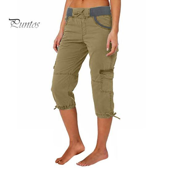 

Женские укороченные брюки с завязками на талии, широкий эластичный пояс, чистый цвет, несколько карманов, выдвижная нога, повседневная одежда, школьные дорожные брюки-карго L жёлтый/зелёный