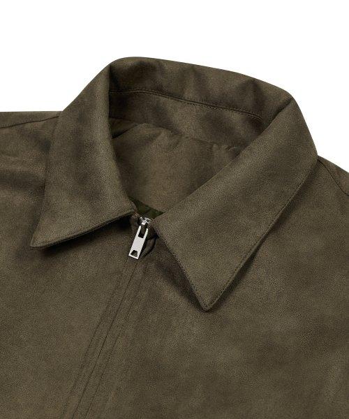 Ironyporno Whiteline 86-Iro161 Hidden Pocket Collar Suede Jacket Khaki
