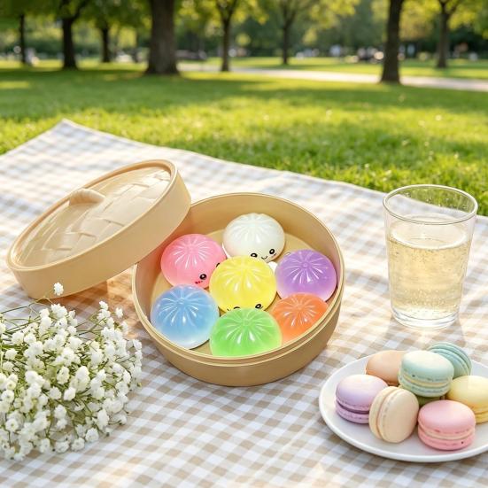Stress Relief Toys Steamed Bun And Steamer Set Decompression Toy Soft TPR Durable Anxiety Relief Toy for Adults