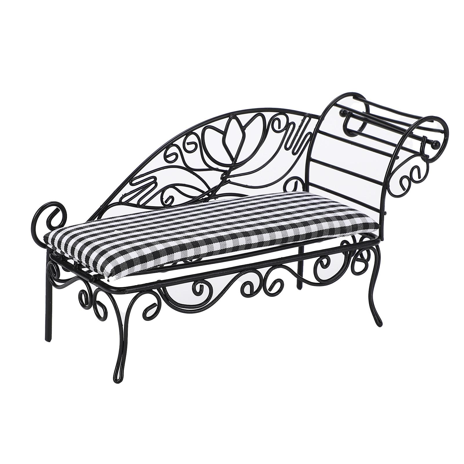 

Миниатюрная кровать для кукольного домика 1: 12 Iron Dollhouse Furniture Iron Miniature Dollhouse Daybed for чёрный