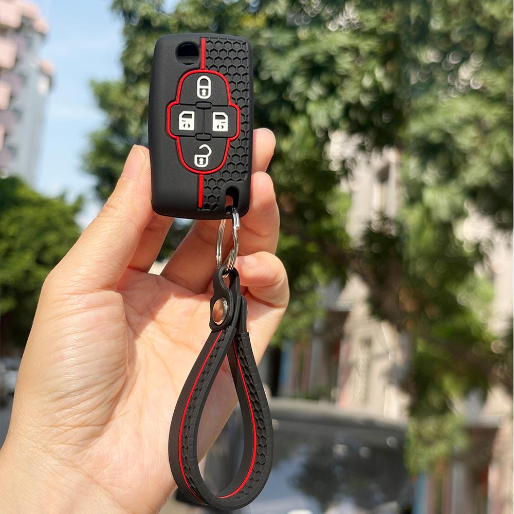 Schlüsselanhänger-Schutzhülle für Citroen C4, C3 III, C3 Aircross, C4 Cactus-Schlüsselkappen und Peugeot 206, 207, 307, 308, 407 (3/4-Tasten-Schlüsseletui).