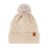 Women Winter Knitted Hat with Faux Fur Pom Pom Ball