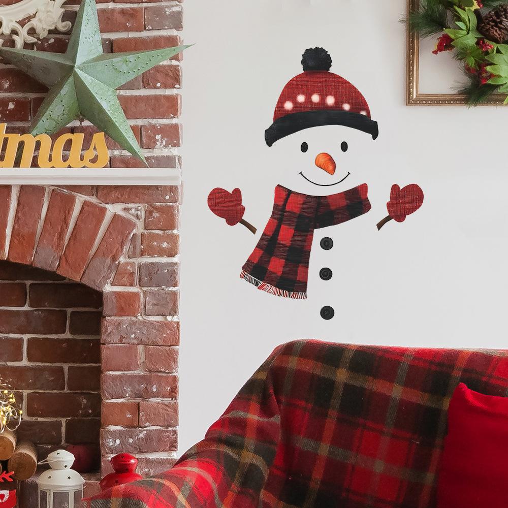 Cartoon Christmas Snowman Scarves Gloves Kitchen and Dining Room Beautification and Decoration Wall Stickers