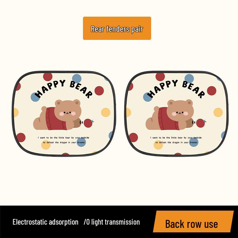Elektrostatische Auto Zonnescherm - Schattig Beer Ontwerp voor Baby Warmtebescherming & Isolatie