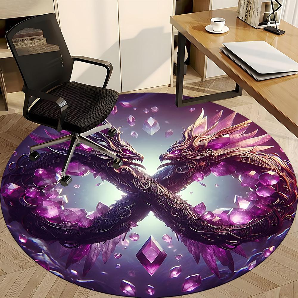 1pc Crystal Dragon Chair Carpet for Office Non-Slip, Machine Washable Rug for Office, Room - Holiday Decor, Machine Made yy251016111