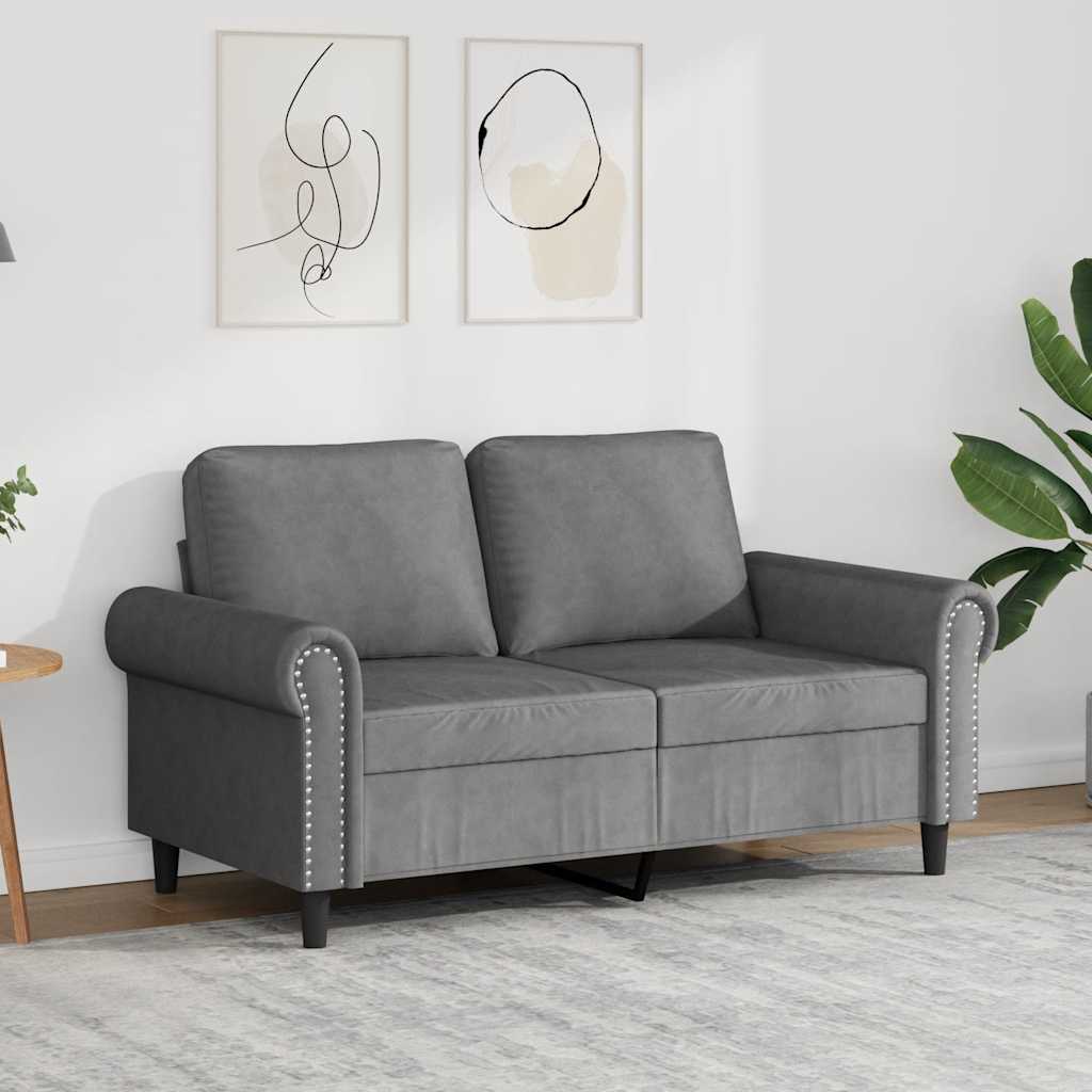 Vidaxl 2-Seater Sofa, Dark Grey, 120 Cm, Upholstered In Velvet