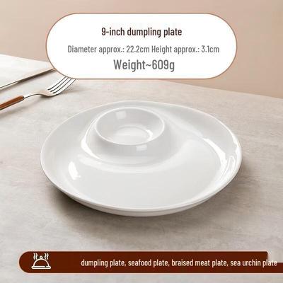 ZISIZ Divided Dumpling & Snack Plates with Dipping Sauce (Set of 4)