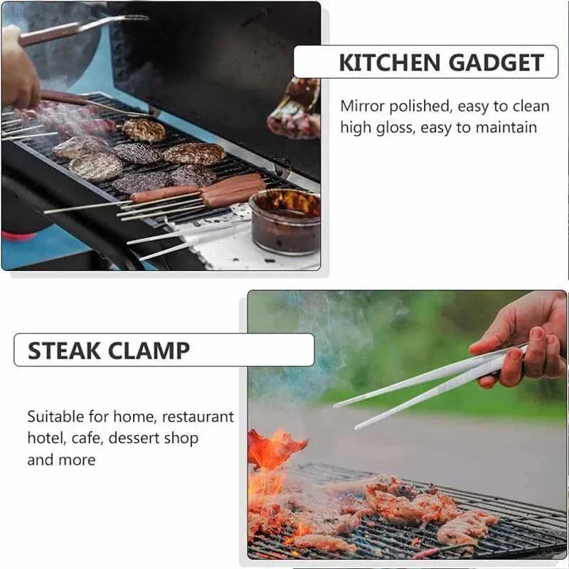 Wielofunkcyjne szczypce do grilla Szczypce do żywności Klips do żywności Gadżety kuchenne Pęseta ze stali nierdzewnej do churrasco Klips Narzędzie do grillowania w formie bufetu