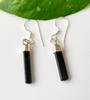 Natural Raw Black Tourmaline Gemstone 925 Sterling Silver Earring, Gift Earring