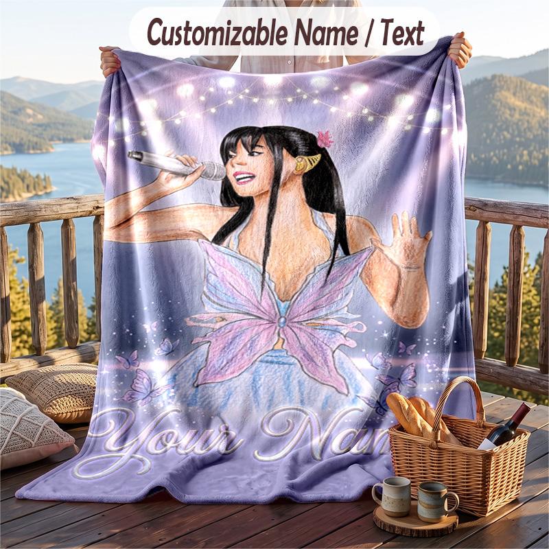 Personalized Flannel Throw Blanket,Ayliva Custom Printed Name, Cozy Plush Blanket For Home Use