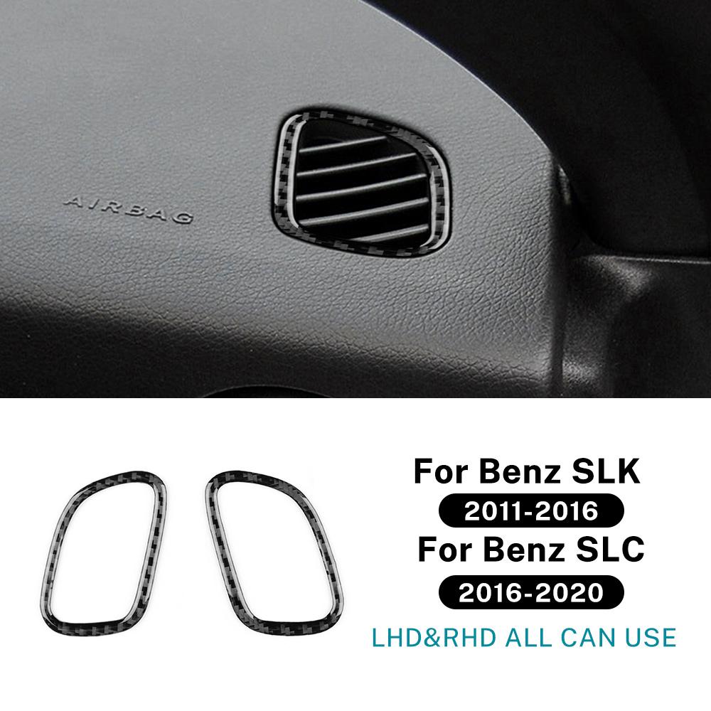 Real Soft Carbon Fiber Trim Sticker For Mercedes Benz SLK R172 2011-2016 SLC 2016-2020 Car Dashboard Side Air Vents Panel
