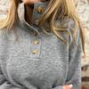 Women Pullover Sweater Stand Collar Buttons Half Placket Long Sleeve Knitting Tops Solid Color Loose Fit Casual Sweater