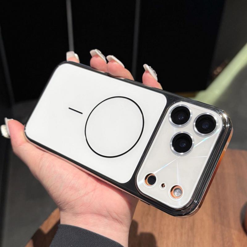 

Compatible with iPhone 17 Pro Max: Plated Phone Case, Large Window, Laser Magnetic, Protective for Apple 16/15 Pro. 17 Pro Max