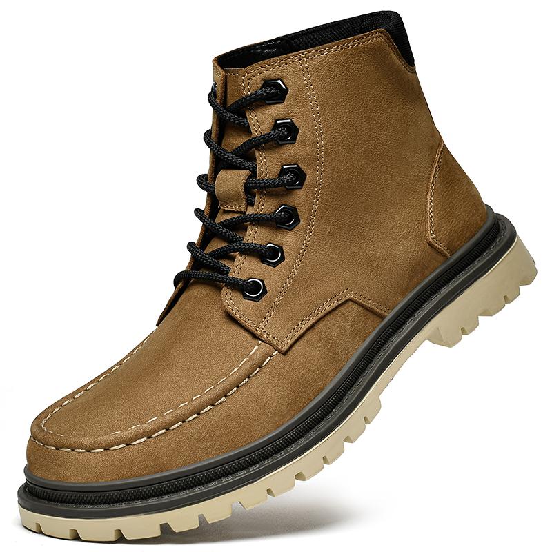 

Новые мужские ретро ботинки-дезерты из натуральной кожи с высоким берцем, рабочие ботинки с круглым носком, уличные кожаные ботинки для осени и зимы 46 хаки