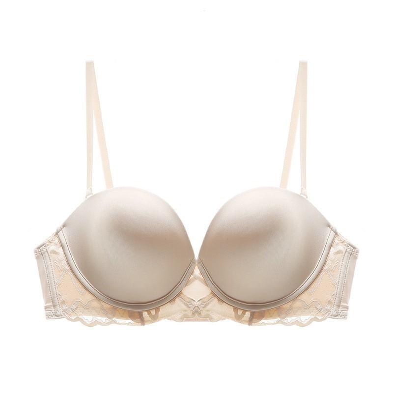 

French sexy thin soft steel ring bra big U smooth back lace underwear women s small breasts gathering bra 70A