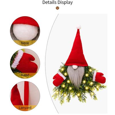 Outdoor Christmas Wreath LED Light Gnome Winter Holiday Decor Indoor Window Decorations for Fireplace Mantle Garden Porch Patio